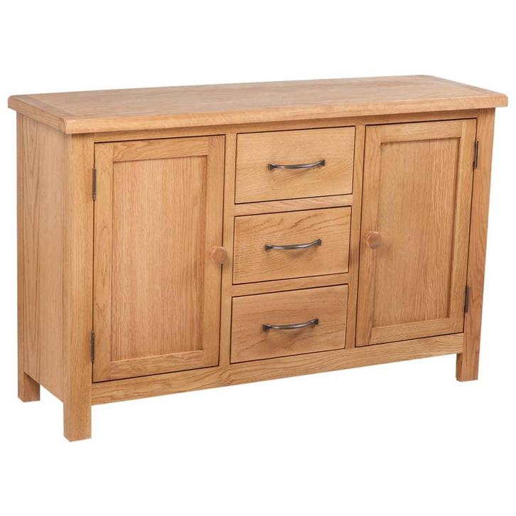 vidaXL Dressoir met 3 lades 110x33,5x70 cm massief eikenhout, Huis en Inrichting, Kasten | Dressoirs, 25 tot 50 cm, Nieuw, 100 tot 150 cm