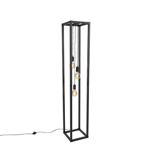 Industriële vloerlamp zwart 3-lichts - Big Cage, Huis en Inrichting, Lampen | Vloerlampen, Nieuw, Overige materialen, 150 tot 200 cm