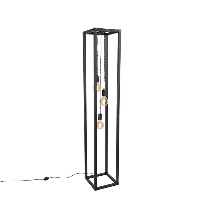 Industriële vloerlamp zwart 3-lichts - Big Cage, Huis en Inrichting, Lampen | Vloerlampen, Nieuw, Overige materialen, 150 tot 200 cm