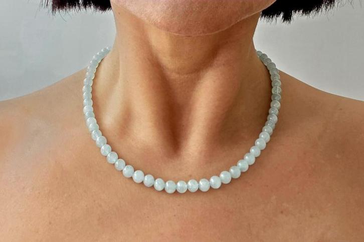 Aquamarijn Ketting met slotje, Sieraden, Tassen en Uiterlijk, Kettingen, Ophalen of Verzenden