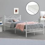 Metalen bedframe Apolda met matras wit 120x200 cm, Nieuw, Verzenden