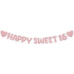 Banner Happy Sweet 16 goud of rosé goud, Verzenden, Nieuw, Versiering, Verjaardag