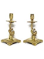 Kandelaar (2) - Verguld brons, Antiek en Kunst