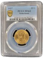 Gouden Wilhelmina 10 gulden 1927 MS64 PCGS gecertificeerd, Verzenden, Goud, Koningin Wilhelmina, Losse munt