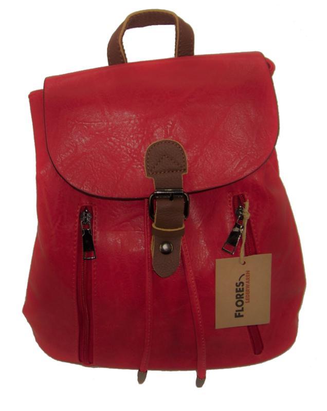 Leren rugzak Flores Lederwaren Rood, Sieraden, Tassen en Uiterlijk, Tassen | Schoudertassen, Nieuw, Verzenden