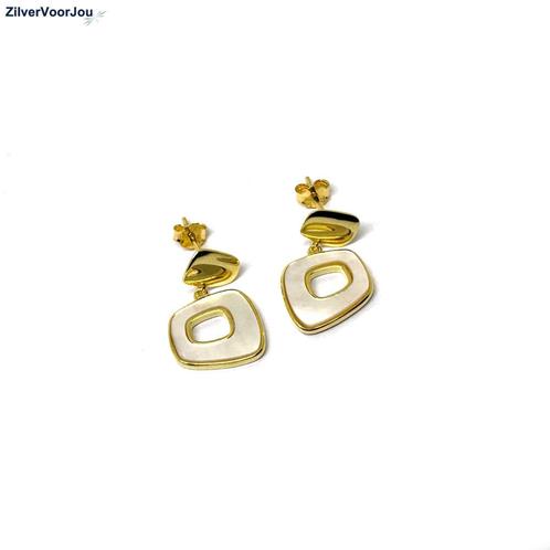Gold plated kleine parelmoer design oorhangers, Sieraden, Tassen en Uiterlijk, Oorbellen, Nieuw, Verzenden