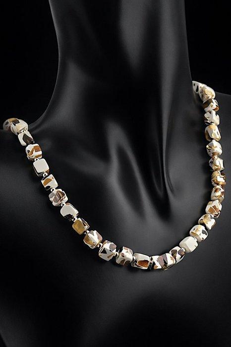 Barnsteen - Baltic Amber Artisan Necklace – Mosaic Cube, Antiek en Kunst, Curiosa en Brocante