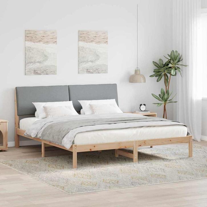 vidaXL Bedframe Bruin en lichtgrijs 180 x 200 cm Massief, Huis en Inrichting, Slaapkamer | Bedden, Bruin, Nieuw, Hout, Verzenden