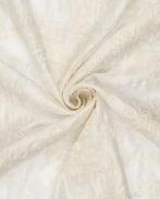 Tencel Broderie Bloemen Gebroken Wit, Hobby en Vrije tijd, Stoffen en Lappen, Nieuw, Wit