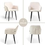 Lina® Tony - Ribstof Eetkamerstoelen - Set van 4 - Beige, Overige kleuren, Stof, Nieuw, Ophalen of Verzenden