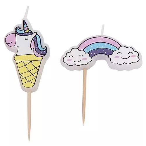 Taartkaarsjes Unicorn & Regenboog**, Hobby en Vrije tijd, Taarten en Cupcakes maken, Nieuw, Verzenden