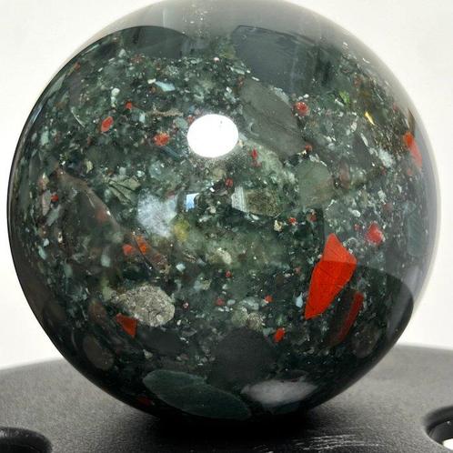 Fine Blood Stone Sphere Bol - Hoogte: 10.89 cm - Breedte:, Verzamelen, Mineralen en Fossielen