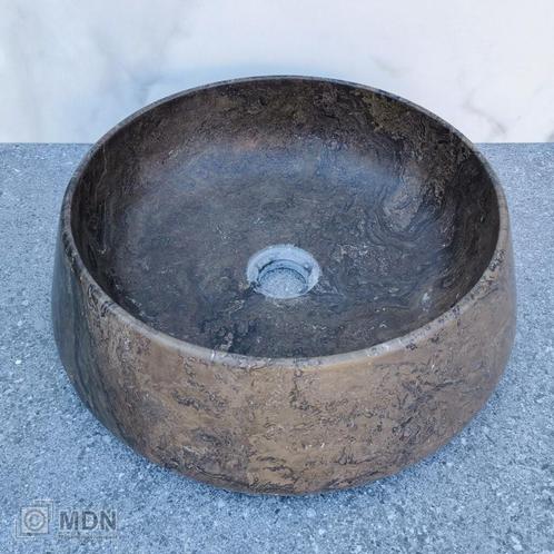 Ronde waskom marmer bruin Mokka Brown, Huis en Inrichting, Badkamer | Badkamermeubels, Nieuw, Verzenden