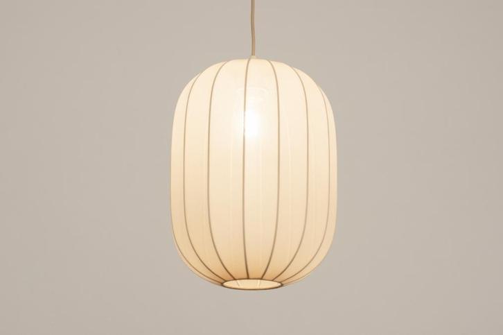 Rietveld Hanglampen - Beige, Zand - Stof, Metaal, Huis en Inrichting, Lampen | Hanglampen, Verzenden