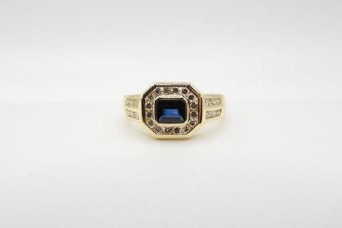 Ring - 18 karaat Geel goud -  1.10ct. tw. Saffier - Diamant, Sieraden, Tassen en Uiterlijk, Antieke sieraden