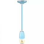 Retro porseleinen lamp - BLAUW - E27 fitting - pendel, Ophalen of Verzenden, Nieuw