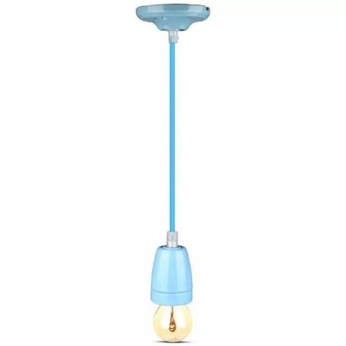 Retro porseleinen lamp - BLAUW - E27 fitting - pendel, Huis en Inrichting, Lampen | Losse lampen, Ophalen of Verzenden