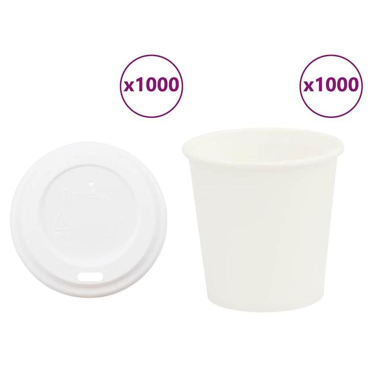 vidaXL Papieren koffiekopjes met deksel 1000 st 4oz 100 ml, Huis en Inrichting, Keuken | Servies, Nieuw, Verzenden