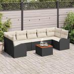 vidaXL Tuin Sofa Set 8 pcs Zwart, wit, Tuin en Terras, Verzenden, Nieuw, Rotan