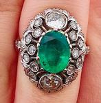 Ring Platina Smaragd - Diamant, Nieuw