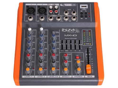 Ibiza Sound MX401 4 Kanaals Stage Mixer Studio Mengpaneel, Muziek en Instrumenten, Microfoons, Overige typen, Nieuw, Verzenden