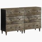 vidaXL Dressoirs 2 st 60x33,5x75 cm massief mango lichtgrijs, Huis en Inrichting, Verzenden, Nieuw