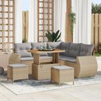 vidaXL 8-delige Tuinbankenset met kussens poly rattan acacia, Tuin en Terras, Tuinsets en Loungesets, Verzenden, Nieuw, Rotan