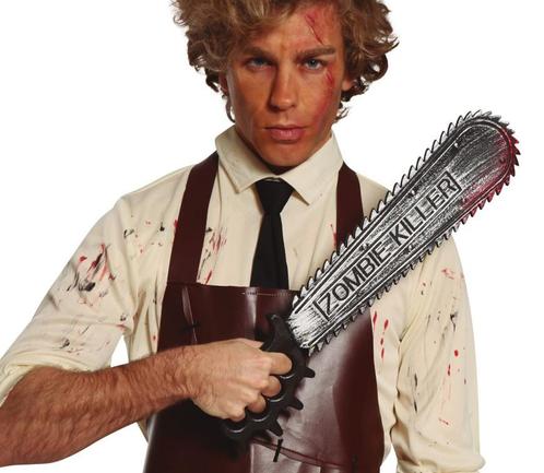 Halloween Zombie Moordenaar Zaag 50cm, Hobby en Vrije tijd, Feestartikelen, Nieuw, Verzenden
