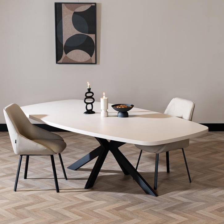 40% Korting: Eettafel Carl melamine beige deens ovaal 240 x, Huis en Inrichting, Tafels | Eettafels, Zo goed als nieuw, Ophalen