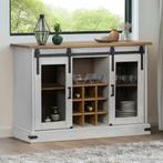 vidaXL Dressoir HALDEN 2 schuifdeuren 112x40x80 cm massief, 100 tot 150 cm, Verzenden, Nieuw, Grenenhout