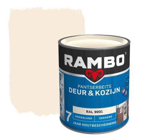 Rambo Pantserbeits Deur & Kozijn Dekkend RAL 9001 | Crèmewit, Doe-het-zelf en Verbouw, Verf, Beits en Lak, Beits, Wit, Nieuw, Minder dan 5 liter