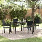 vidaXL 4-delige Eetset voor de Tuin - Zwart Poly Riet, Verzenden, Nieuw, Rotan