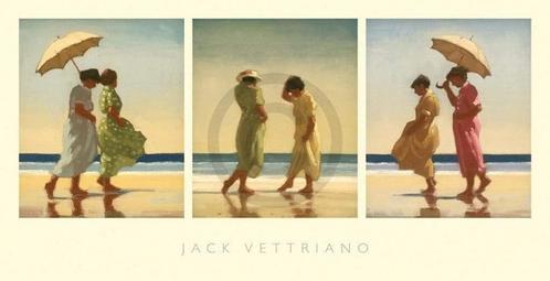 Kunstdruk Jack Vettriano - Summer Days Triptychon 70x36cm, Huis en Inrichting, Woonaccessoires | Schilderijen, Tekeningen en Foto's