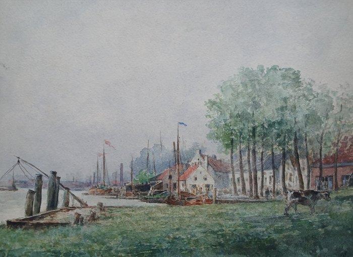 Henri Seghers (1848-1919) - Langs de Schelde - omgeving, Antiek en Kunst, Kunst | Schilderijen | Klassiek
