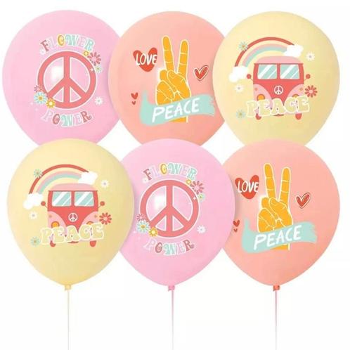 Ballonnen set Love and Peace Hippie 18-delig, Hobby en Vrije tijd, Feestartikelen, Overige, Nieuw, Versiering, Verzenden
