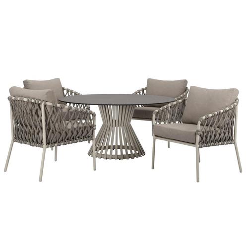 Amalfi Pasadena low dining tuinset 5 delig latte, Tuin en Terras, Tuinsets en Loungesets, Nieuw, Ophalen of Verzenden