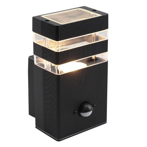Aluminium buiten wandlamp met bewegingssensor zwart, Albin,, Tuin en Terras, Buitenverlichting, Wandlamp, Nieuw, Overige materialen