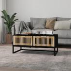 vidaXL Salontafel 80x40x35 cm bewerkt hout en ijzer zwart, Minder dan 50 cm, 50 tot 100 cm, Verzenden, Nieuw