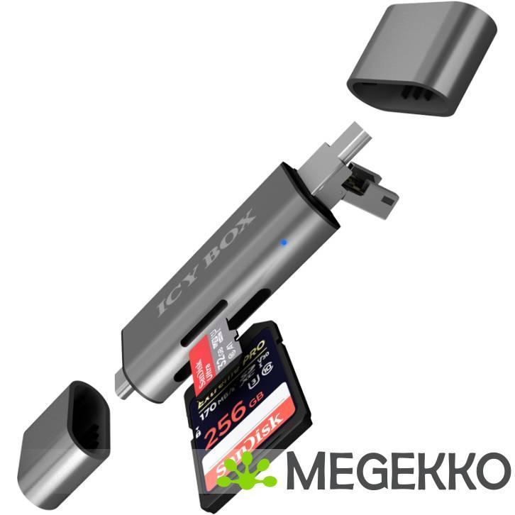 ICY BOX IB-CR200-C USB 2.0 Antraciet geheugenkaartlezer, Computers en Software, Netwerkkaarten, Nieuw, Verzenden