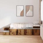 vidaXL Opbergbedframe Oud hout 234 x 103 x 53.5 cm Bewerkt, Verzenden, Nieuw, Bruin, Hout