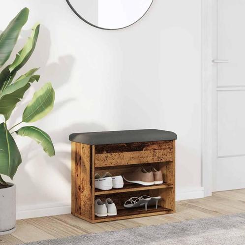 vidaXL Schoenenbank 62x32x50 cm bewerkt hout oud houtkleurig, Huis en Inrichting, Banken | Voetenbanken en Poefen, Nieuw, Verzenden