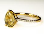 Ring - 14 karaat Geel goud - 2.62ct. tw. Olivijn - Diamant, Sieraden, Tassen en Uiterlijk, Ringen, Nieuw