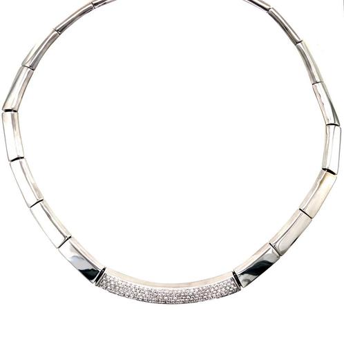 Witgouden choker met diamant 18 krt, Sieraden, Tassen en Uiterlijk, Kettingen, Nieuw, Ophalen of Verzenden