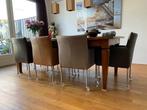 Set van 8 leren kuip eetkamerstoelen - met wieltjes -, Ophalen of Verzenden, Nieuw, Leer
