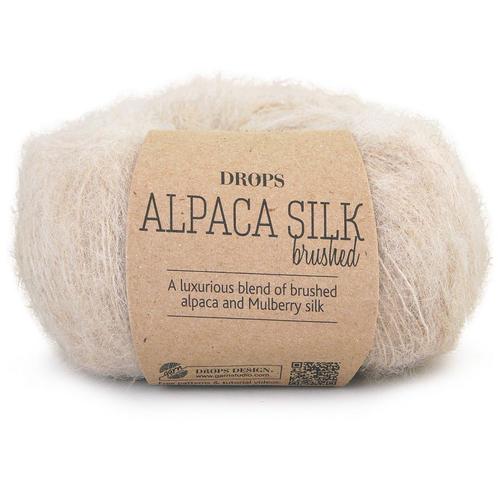 DROPS Brushed Alpaca Silk Uni Colour - 04 lichtbeige - Wol, Hobby en Vrije tijd, Breien en Haken, Ophalen of Verzenden