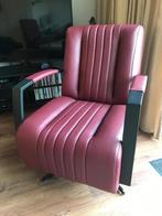 Leren draaifauteuil met stalen frame en stervoet - rood leer, Nieuw, Ophalen of Verzenden, Industrieel, 50 tot 75 cm