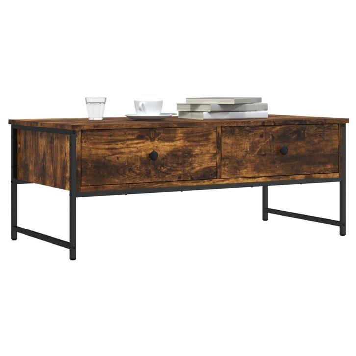 vidaXL Salontafel 101x49x39,5 cm bewerkt hout gerookt, Huis en Inrichting, Tafels | Salontafels, 100 tot 150 cm, Nieuw, Overige houtsoorten