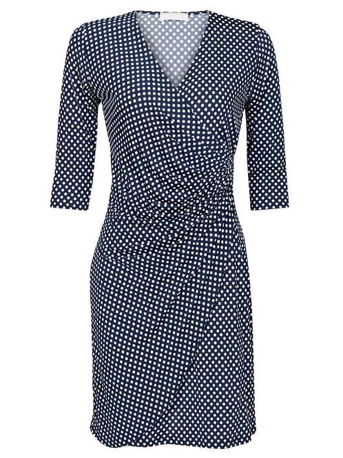 Jurk Stippen Navy mw M (38), Kleding | Dames, Jurken, Verzenden