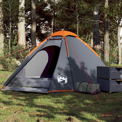 vidaXL Koepeltent 4-persoons waterdicht grijs en oranje, Caravans en Kamperen, Tenten, Nieuw, tot en met 2, Verzenden