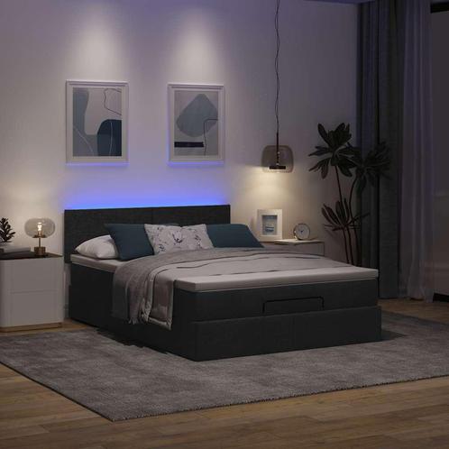 vidaXL Bed met matras 140x200 cm stof zwart, Huis en Inrichting, Slaapkamer | Bedden, 140 cm, 200 cm, Zwart, Tweepersoons, Nieuw